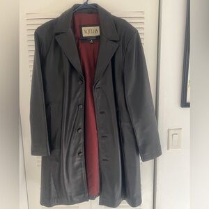 Wilsons Leather Black Coat with Red Lining